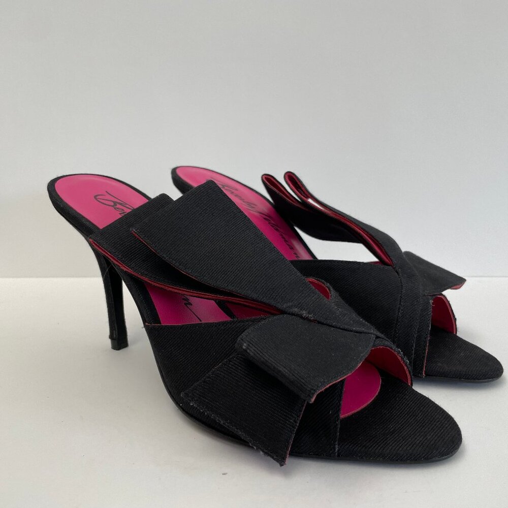 Beverly Feldman Black Faille Mules